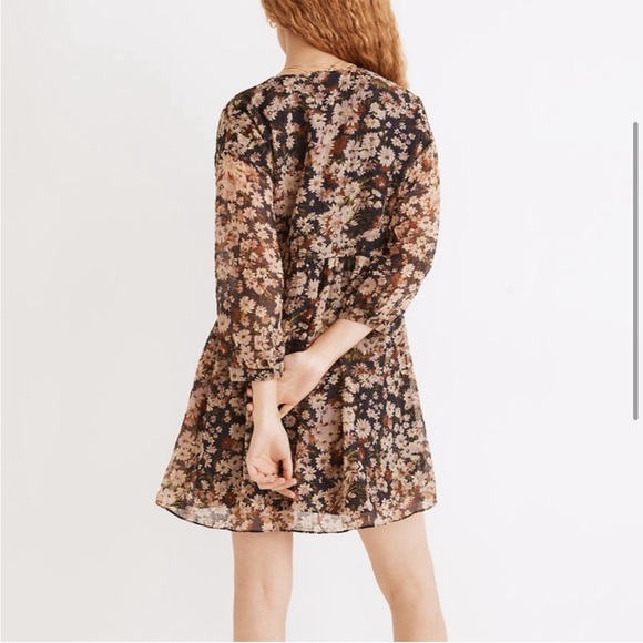 Madewell Drawstring Faux-Wrap Mini‎ Dress in Daisy Reverie Small - Picture 3 of 5